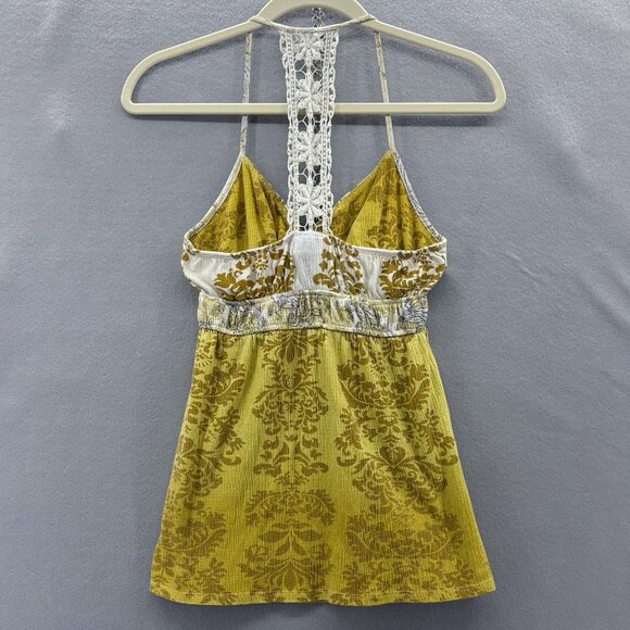Y2K Vintage Self Esteem Yellow Ombré Halter Tank‎ Crochet Detail Boho SZ Medium - Picture 4 of 10